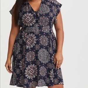 Torrid Challis Skater Dress Navy Sz 0